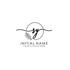 SY Luxury initial handwriting logo with flower template, logo for beauty, fashion, wedding, photography