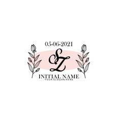 SZ Initial letter handwriting and signature logo. Beauty vector initial logo .Fashion  boutique  floral and botanical