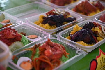 Kuching, Sarawak Malaysia - April 5th 2022:The Malay Ramadan Bazaar (Pasar Ramadan) in Malaysia, with lots of delicacies, under New Norm