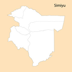 Fototapeta na wymiar High Quality map of Simiyu is a region of Tanzania