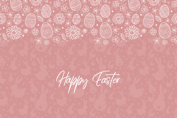Easter greeting card with decorative eggs nad flowers. Vector