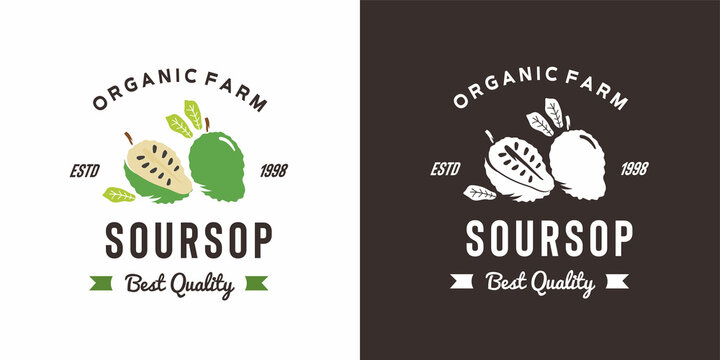 vintage soursop fruit logo illustration suitable for fruit shop and fruit farm
