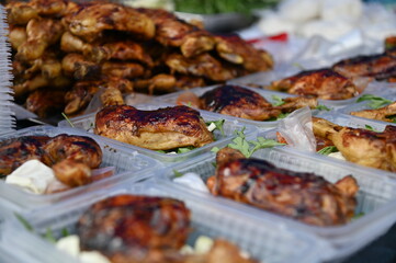 Kuching, Sarawak Malaysia - April 5th 2022:The Malay Ramadan Bazaar (Pasar Ramadan) in Malaysia, with lots of delicacies, under New Norm