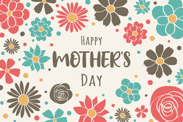 Mother’s Day banner with hand drawn flowers and greetings. Vector