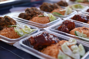 Kuching, Sarawak Malaysia - April 5th 2022:The Malay Ramadan Bazaar (Pasar Ramadan) in Malaysia, with lots of delicacies, under New Norm