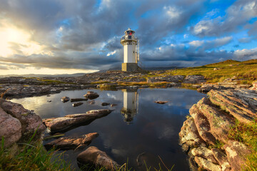 Rhue light house near Ullapool located in the highlands of Scotland.