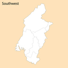 Obraz premium High Quality map of Southwest is a province of Cameroon