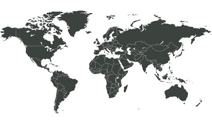 World map. Silhouette map.	