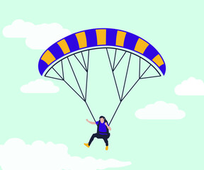 Fly Sky Paragliding Vector illustration And Creative Icon