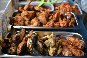 Kuching, Sarawak Malaysia - April 5th 2022:The Malay Ramadan Bazaar (Pasar Ramadan) in Malaysia, with lots of delicacies, under New Norm