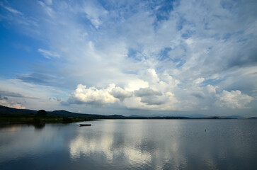 clouds over lake