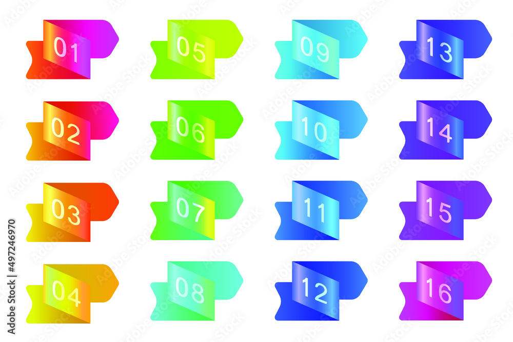 Fototapete bullet icons with numbers vector set. gradient bullet points, isolated on a white background. 3d ren