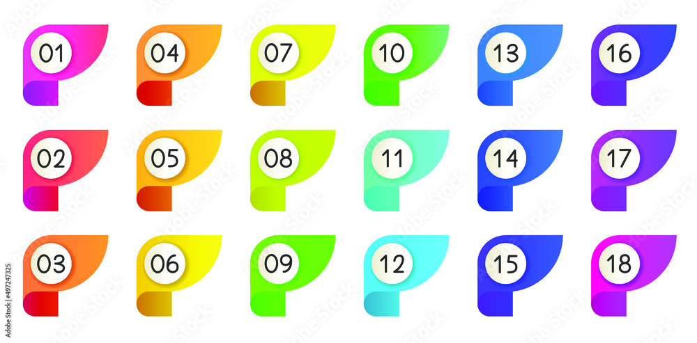 Fototapete bullet icons with numbers vector set. gradient bullet points, isolated on a white background. 3d ren