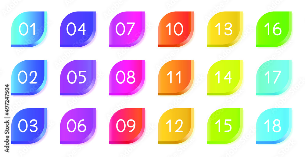 Fototapete bullet icons with numbers vector set. gradient bullet points, isolated on a white background. 3d ren