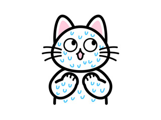 Obraz premium 滝のような汗を流して焦る猫