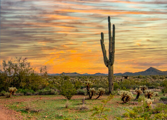 Sunset at Apache Wash Trailhead in Arizona 