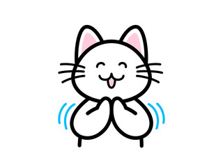 笑顔で拍手をする猫
