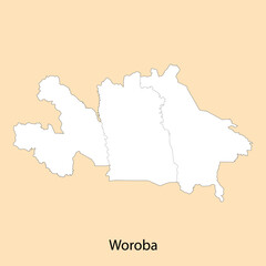High Quality map of Woroba is a region of Ivory Coast