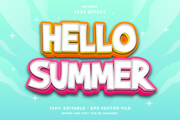 Fototapeta premium Hello Summer 3D Editable Text Effect Style