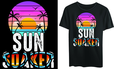 Sun soaker typography t-shirt design, beach, summer, vintage