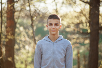 portrait of a handsome young man in the spring