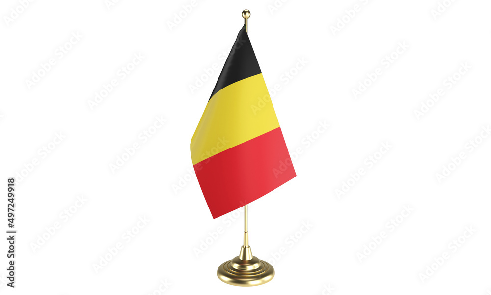 Wall mural Belgium table flag on white background, 3d rendering, isolated