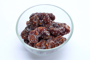Spicy tamarind mixed with granulated sugar, chili and salt
