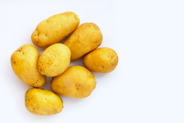 Fresh patatoes on white background.