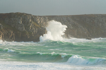 Fototapeta premium atlantique, côte, plage, sable, plages, vagues, chemin, balade, se balader, france, ancien, bretagne, loire-atlantique, environnement, littoral, nature, océan, panorama, port, tourisme, touristes, voy