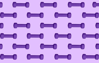 A pattern of alternating staggered purple dumbbells on a lilac background