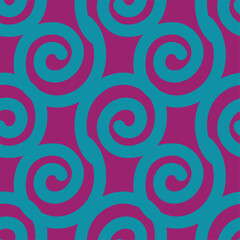 Green spirals seamless pattern on purple background.