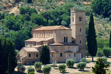 Obraz premium Medieval church of Sant Antimo, Tuscany, Italy