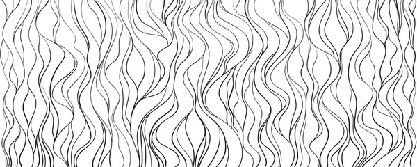 Waved background. Hand drawn waves. Seamless wallpaper on horizontally surface. Stripe texture with many lines. Wavy pattern. Line art. Print for banner, flyer or poster