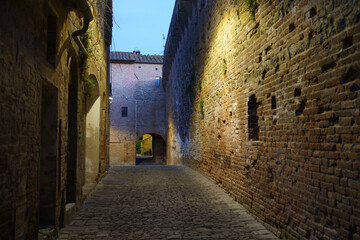 Buonconvento, medieval city in Siena province, by night