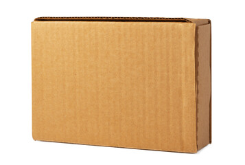 Brown cardboard box isolated on white background