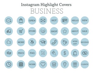 Instagram highlights stories covers trend 2024 business blue	