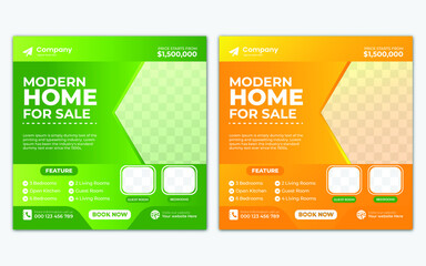 Real estate social media post bundle, modern Real Estate social media post, easily editable, colorful, and elegant design.