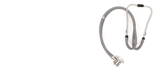 Fototapeta premium Stethoscope isolated on white background. Place to copy paste.