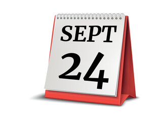 September 24. Calendar on white background. 3D illustration.