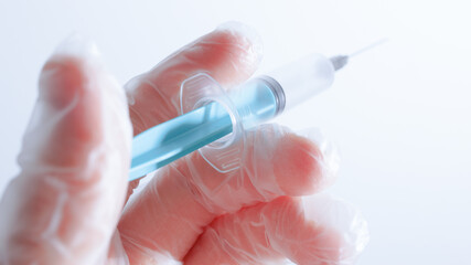 medical disposable syringe for injection in the hospital. the concept of vaccination and medicine