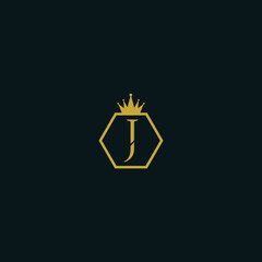 Alphabet letter J icon logo with a crown
