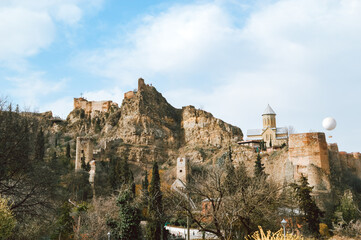 View of the fortress on the rock, city of Tbilisi