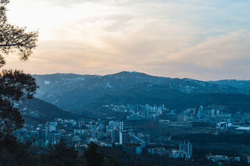 Panoramic view from a height of the district of the city of Tbilisi