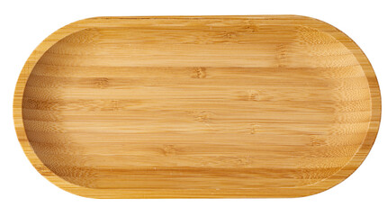 Wooden plate isolated on white background, close up