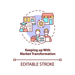 Keeping up with market transformation concept icon. Strategic problem of business abstract idea thin line illustration. Isolated outline drawing. Editable stroke. Arial, Myriad Pro-Bold fonts used