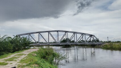 Fototapeta na wymiar Railway bridge over the river