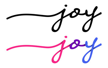 Joy Handwriting Black & Colorful Lettering Calligraphy Banner. Greeting Card Vector Illustration.
