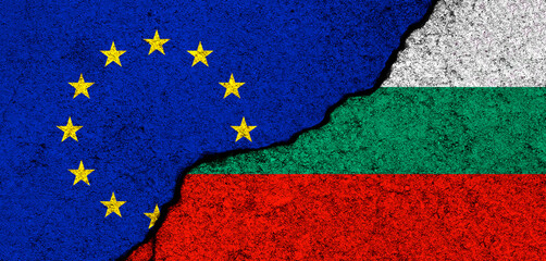 Europe Union and Bulgaria flags. Relationships, partnership and diplomacy. Conflict and freedom concept. EU alliance, banner photo