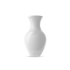 Realistic white ceramic porcelain vase. 3d ceramic glossy pot.