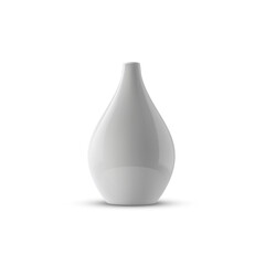 Realistic white ceramic porcelain vase. 3d ceramic glossy pot.